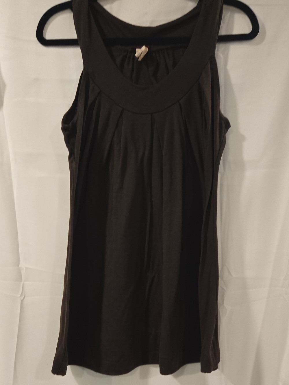 Candy Rain Espresso Brown Pleated Scoop Neck Tank Top